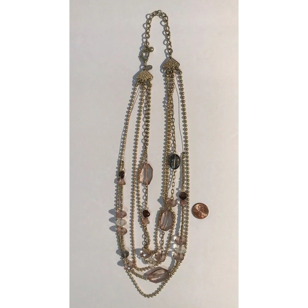 CHICO'S Multi Strand Necklace Gold Tone Sparkle Crystal Beads